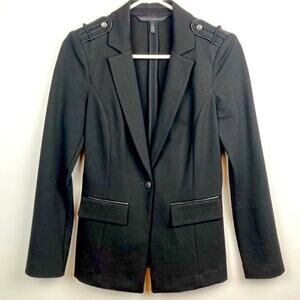 WHBM Leather Trim Ponte Blazer Jacket